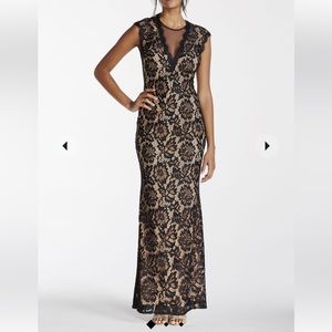 Betsy & Adam style # A16568 Perfect Condition Deep-V Lace Evening Dress size 10